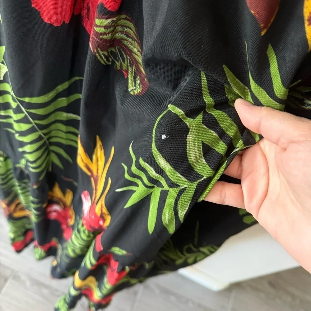 Siren Lily|Floral Maxi Dress with Tropical Print,Dark floral design•••Plus 2X